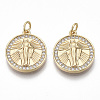 Brass Micro Pave Clear Cubic Zirconia Pendants KK-S356-015G-NF-1