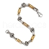 Ion Plating(IP) Two Tone 201 Stainless Steel Column & Oval Link Chain Bracelet BJEW-B078-30GP-5