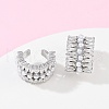 C-Shaped Brass Micro Pave Clear Cubic Zirconia Cuff Earrings EJEW-Z111-02P-1