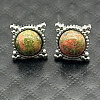 Alloy Natural Tiger Eye Flower Stud Earrings OL8231-12-1