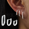3 Pcs Elegant 925 Sterling Silver Clear Cubic Zirconia Oval & U-Shaped Hoop Earrings UO7347-2-1