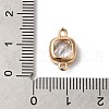 Brass Pave Clear Glass Connector Charms KK-C062-102G-3