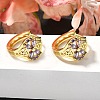 Flower Brass Micro Pave Cubic Zirconia Hoop Earrings EJEW-C126-13G-02-2