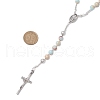 Gemstone Jesus Cross Pendant Rosary Bead Necklaces for Women NJEW-TA00177-3