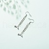 Curb Chains with Brass Charm Long Dangle Earrings EJEW-JE04963-03-3