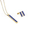 Rectangle 304 Stainless Steel Rhinestone Pendant Necklace & Stud Earring FS-WGB5AF5-02-2
