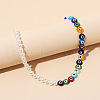 Evil Eye Resin and Plastic Imitation Pearl Round Beaded Necklaces for Women FS-WG93D78-01-2