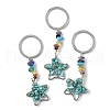 Star Brass Gemstone Keychains HJEW-S006-01P-2