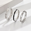 3Pcs Hollow Out 304 Stainless Steel Micro Pave Clear Cubic Zirconia with Enamel Finger Rings FS-WGFDE09-09-1