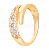 Brass Micro Pave Clear Cubic Zirconia Cuff Rings for Women FS-WGC3917-02-1
