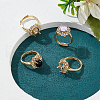  4Pcs Adjustable Brass Micro Pave Clear Cubic Zirconia Finger Ring Components ZIRC-NB0002-06G-4