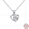 Anti-Tarnish Rhodium Plated 925 Sterling Silver Pendants ZIRC-BB50406-A-5