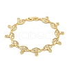 Mushroom Brass Micro Pave Clear Cubic Zirconia Link Bracelets for Women BJEW-Z126-04G-4
