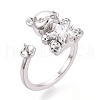 Bear Brass Micro Pave Clear Cubic Zirconia Cuff Ring Settings KK-T076-32P-1