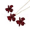 Flower Alloy Pendant Necklace & Stud Earring Sets FS-WG2B33B-01-5