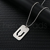 Rectangle with Letter Pattern Hollow Out 201 Stainless Steel Pendant Necklaces FS-WG34D20-24-1