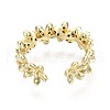 Brass Micro Pave Clear Cubic Zirconia Cuff Rings RJEW-S044-098-NF-4