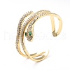 Cubic Zirconia Snake Wrapped Open Cuff Bangle BJEW-A123-22G-3