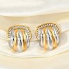 304 Stainless Steel Two Tone Shell Shape Stud Earrings EJEW-M073-12PG-1