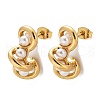 Nuggets 304 Stainless Steel Plastic Imitation Pearl Stud Earrings EJEW-M105-10G-2