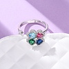 Brass Micro Pave Cubic Zirconia Rotating Cuff Rings for Women RJEW-M099-01P-2