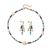 Synthetic Turquoise Beaded Necklaces and Earrings Set for Women SJEW-JS01317-2