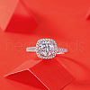 Rhodium Plated 925 Sterling Silver Micro Pave 6.5x3.9mm Moissanite Adjustable Rings for Women WGFA800-04-3