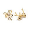 Brass Micro Pave Clear Cubic Zirconia Twister Clasps KK-G420-36G-2