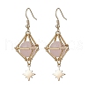 Natural Rose Quartz Dangle Earrings EJEW-JE05499-02-1