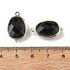 Natural Obsidian Faceted Oval Connector Charms G-H323-02G-06-3