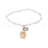 2 Styles Summer Natural Pearl & Round Glass Seed Beaded Stretch Anklets AJEW-AN00670-04-3