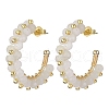 Natural Rainbow Moonstone Round Beaded Ring Stud Earrings EJEW-JE05430-01-1