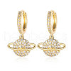 Brass Micro Pave Clear Cubic Zirconia Hoop Earrings EJEW-OY001-10G-1