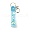 Transparent Rainbow PVC Plastic Wrist Strap Keychains AJEW-M219-01A-G-1