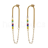 Chain Tassel with Glass Seed Beads Dangle Stud Earrings for Girl Women EJEW-TA00014-1