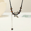 Ethnic Style Butterfly Alloy & Porcelain Beads Pendant Long Necklaces for Women FS-WG12891-15-1