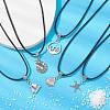 Ocean Theme Alloy Pendant Necklace with Imitation Leather Cords NJEW-JN04495-2