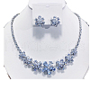 Flower Brass Micro Pave Cubic Zirconia Necklaces & Stud Earrings Sets FS-WG9424F-01-2