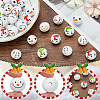   60Pcs 6 Styles Round Christmas Snowman Print Wood European Beads WOOD-PH0002-98-4