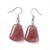 Natural Strawberry Quartz  Trapezoid Dangle Earrings EJEW-D188-02P-10-2