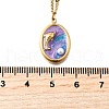 Summer Beach 304 Stainless Steel Lilac Enamel Pendant Necklaces for Women NJEW-U043-01C-G-5