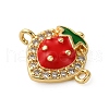 Brass Micro Pave Clear Cubic Zirconia Fruit Connector Charms KK-I276-15G-B01-2