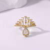 Brass Micro Pave Cubic Zirconia Finger Rings for Women LK0188-7-3
