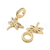 Rack Plating Brass Clear Cubic Zirconia European Dangle Charms KK-Q006-59G-02-2