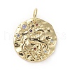 Brass Micro Pave Cubic Zirconia Pendants X-ZIRC-G157-03K-01G-1