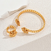 Elegant Middle Eastern Brass Flower Cuff Ring & Bangle Set for Women CW9871-1