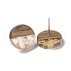 Resin & Walnut Wood Flat Round Stud Earrings with 304 Stainless Steel Pin for Women EJEW-TAC0021-05B-2