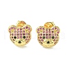 Bear Cubic Zirconia Stud Earrings EJEW-F312-01G-2