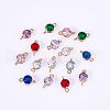 Golden Plated Brass Cubic Zirconia Links connectors KK-NB0002-13G-5