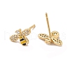 Cubic Zirconia Bee Stud Earrings with Enamel EJEW-G341-02G-2